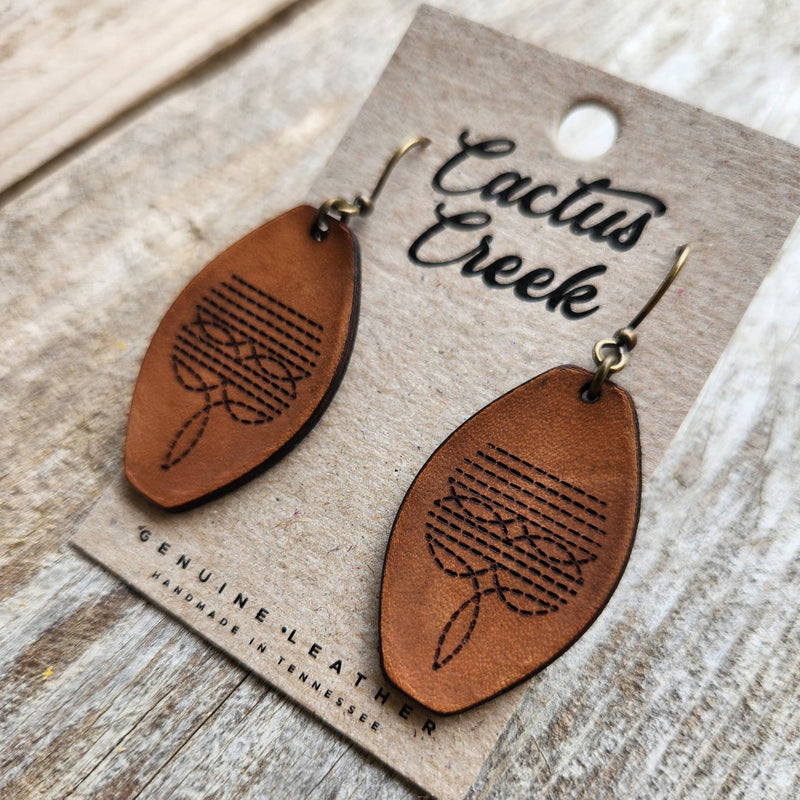 "Dallas"  Handmade Tooled Leather Western Earrings