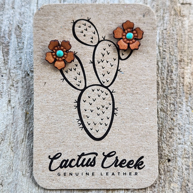 Western Rose Genuine Leather Earrings