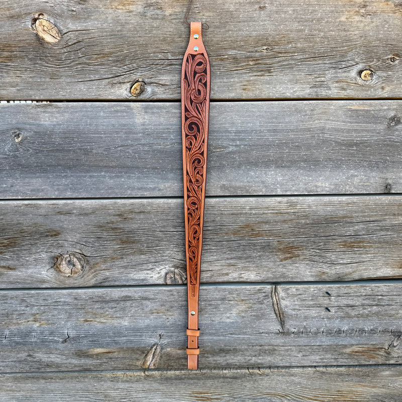 Hand Tooled Vine Design Rifle Sling