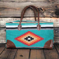 Large Weekender Southwestern Duffel Bag Kelsey Saddle Blanket Bag 100% Leather Handles