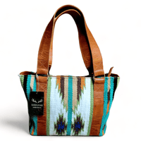 Southwestern Handwoven Saddle Blanket Wool Leather Boho Tote Aspen Western Purse